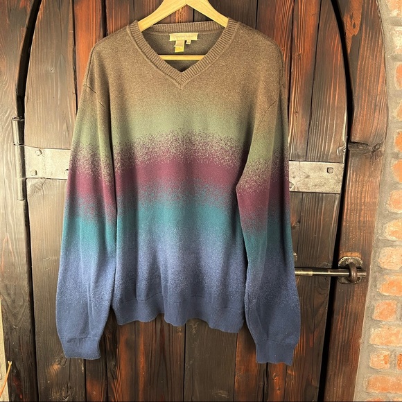 Territory Ahead ombré v-neck Pima cotton sweater XL - Picture 1 of 4